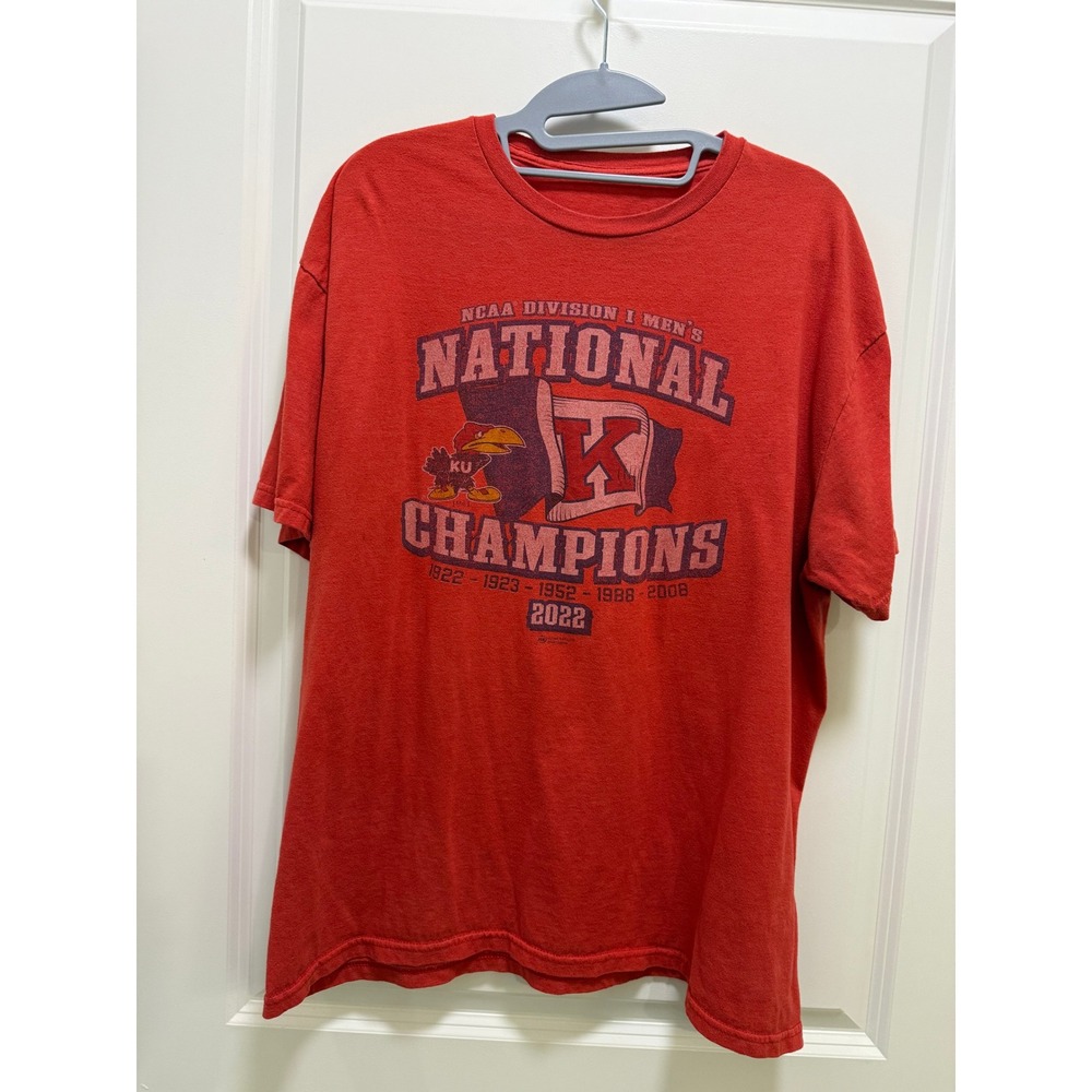 Kansas Jayhawks 2022 National Champions T-Shirt Mens Red NCAA Basketball Graphic